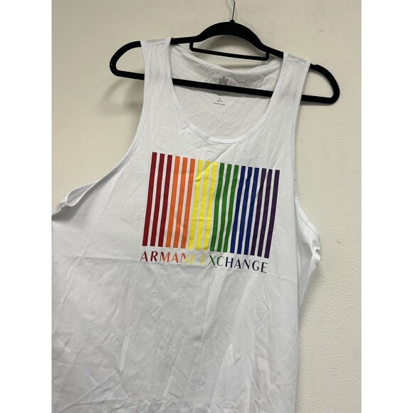 A|X ARMANI EXCHANGE Men's Pride Graphic Tank Top White Size Large - Picture 3 of 6